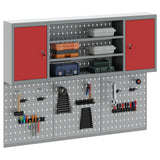 Vidaxl gereedschapskast set met plank 4 st rood gepoedercoat staal