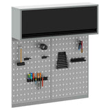 Vidaxl gereedschapskast set met plank 3 pcs zwart gepoedercoat staal