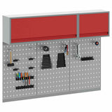 Vidaxl gereedschapskast set met plank 5 pcs rood gepoedercoat staal