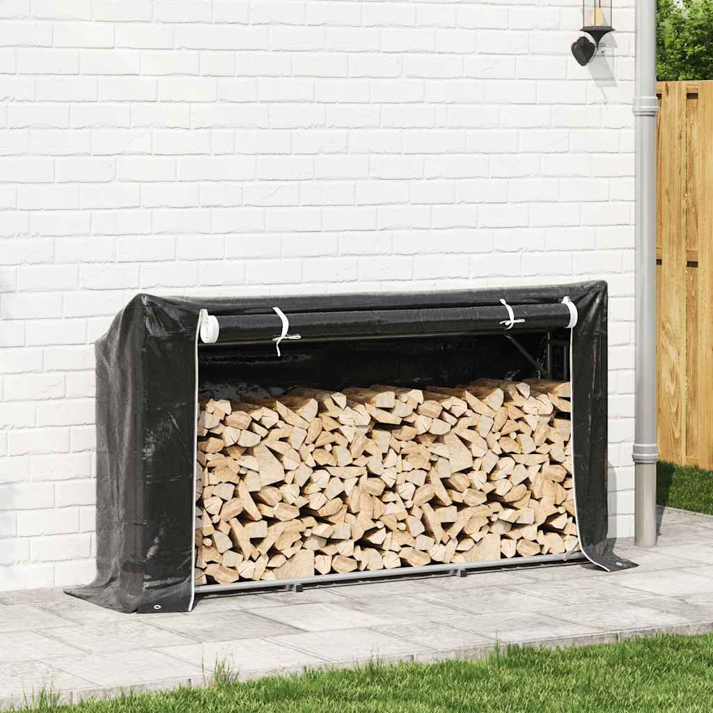 Vidaxx Kaminholzregal mit Regenschutz 200,5x41x110,5 cm Stahl