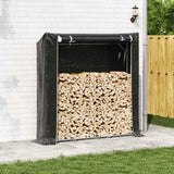 Vidaxx Kaminholzregal mit Regenschutz 200x40x200 cm aus verzinktem Stahl