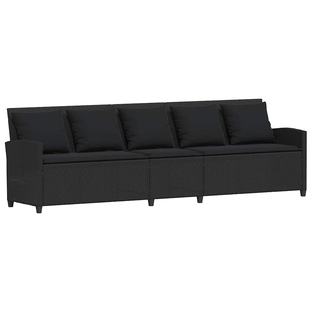 Vidaxl tuinbank 5-zits met kussens poly rattan zwart