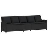 Vidaxl tuinbank 5-zits met kussens poly rattan zwart