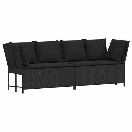 Vidaxl tuinbank met kussens poly rattan zwart