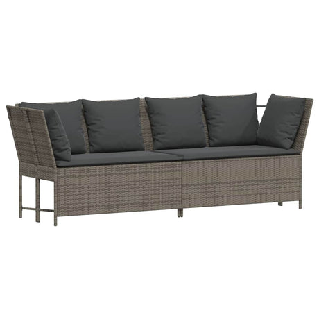 Vidaxl tuinbank met kussens poly rattan grijs