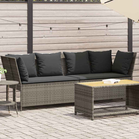 Vidaxl tuinbank met kussens poly rattan grijs