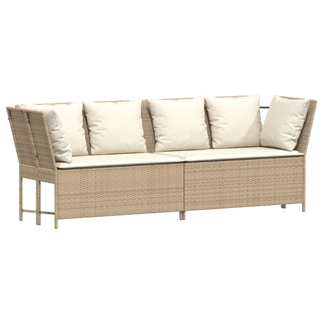 Vidaxl tuinbank met kussens poly rattan beige