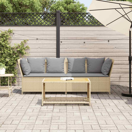 Vidaxl tuinbank met kussens poly rattan beige