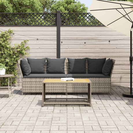 Vidaxl tuinbank met kussens poly rattan lichtgrijs