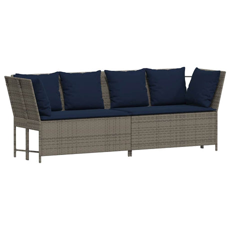 Vidaxl tuinbank met kussens poly rattan grijs
