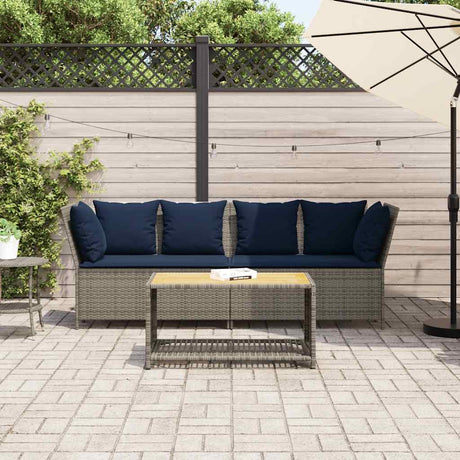 Vidaxl tuinbank met kussens poly rattan grijs