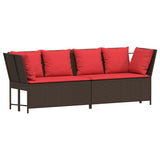 Vidaxl tuinbank met kussens poly rattan bruin