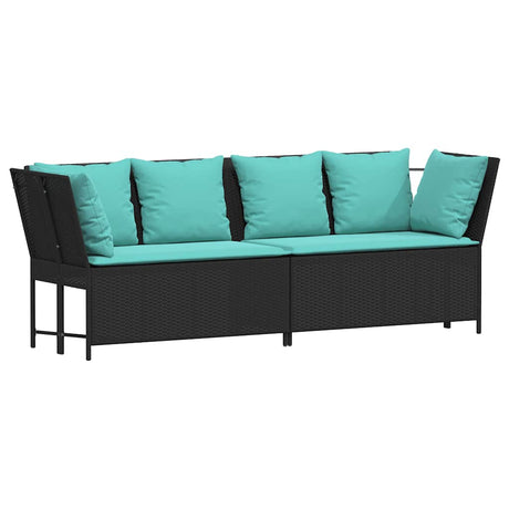 Vidaxl tuinbank met kussens poly rattan zwart