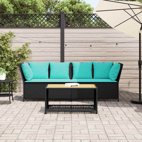 Vidaxl tuinbank met kussens poly rattan zwart