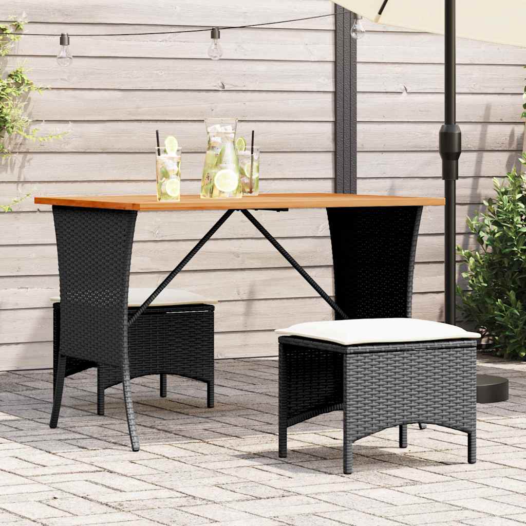 Vidaxl tuintafel met acaciahouten blad 105x75x72 cm poly rattan zwart