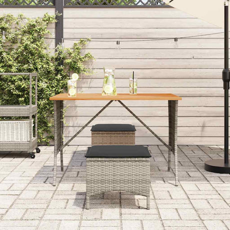 Vidaxl tuintafel met acaciahouten blad 105x75x72 cm poly rattan grijs