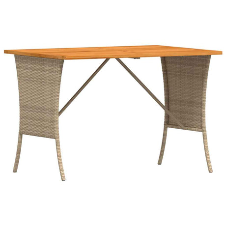 Vidaxl tuintafel met acaciahouten blad 105x75x72 cm poly rattan beige