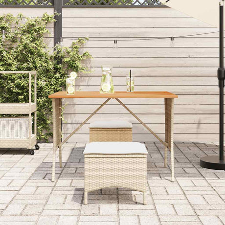 Vidaxl tuintafel met acaciahouten blad 105x75x72 cm poly rattan beige