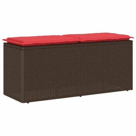 Vidaxl tuinbank met kussen 110x40x44 cm poly rattan bruin