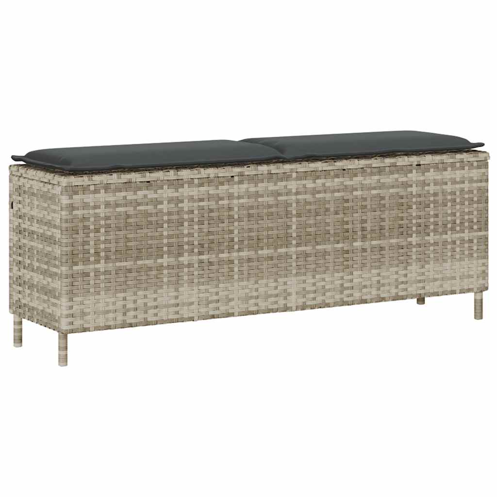Vidaxl tuinbank met kussen 110x30x40,5 cm poly rattan lichtgrijs