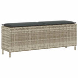 Vidaxl tuinbank met kussen 110x30x40,5 cm poly rattan lichtgrijs