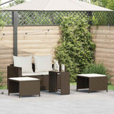 Vidaxl 5-delige tuinbankstel met kussens stapelbaar poly rattan bruin