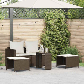 Vidaxl 5-delige tuinbankstel met kussens stapelbaar poly rattan bruin
