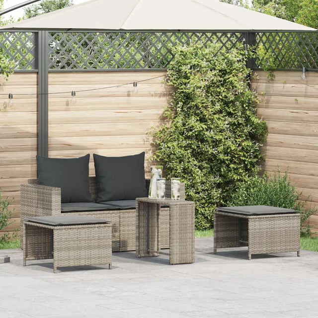 Vidaxl 5-delige tuinbankstel kussens stapelbaar poly rattan lichtgrijs