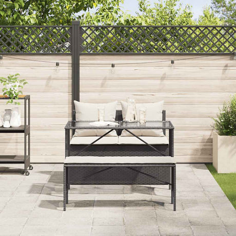 Vidaxl 3-delige tuinset met kussens poly rattan zwart