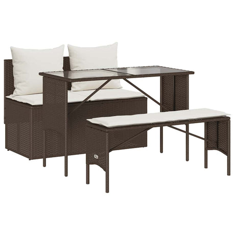 Vidaxl 3-delige tuinset met kussens poly rattan bruin