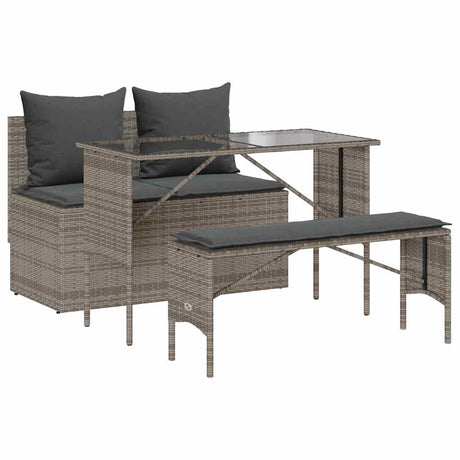 Vidaxl 3-delige tuinset met kussens poly rattan grijs
