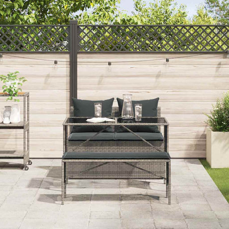 Vidaxl 3-delige tuinset met kussens poly rattan grijs