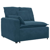 Vidaxl modulaire bank armleuning eindmodule met kussens 100 cm blauw