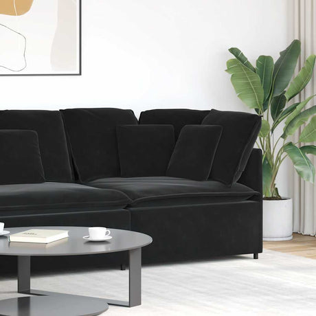 Vidaxl modulaire hoekmodule bank met kussens 100 cm zwart