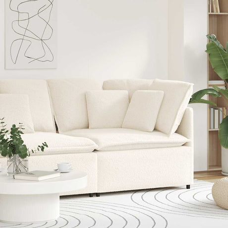 Vidaxl modulaire hoekmodule bank met kussens 100 cm crèmekleurig