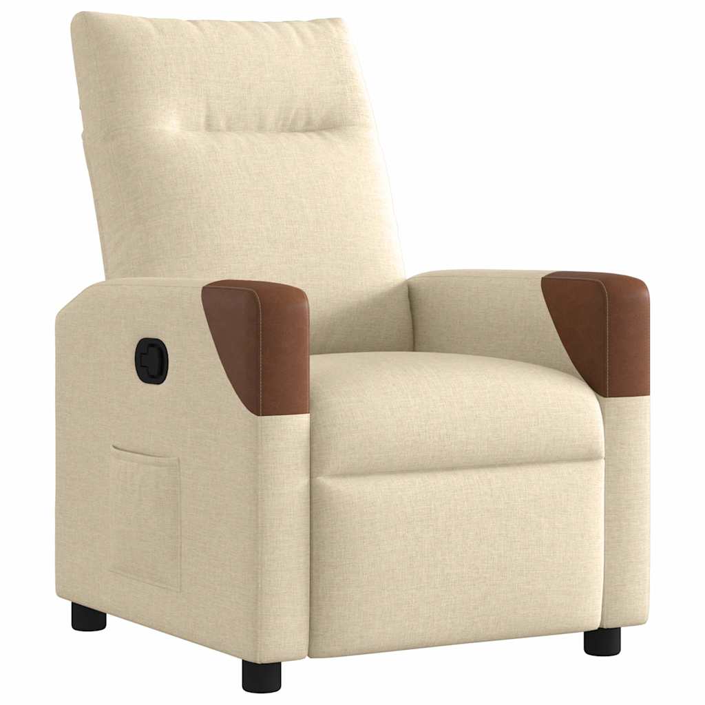 Vidaxl fauteuil verstelbaar stof crèmekleurig