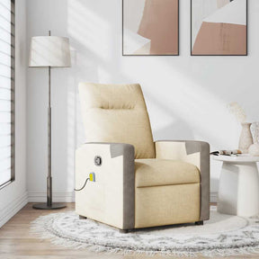 Vidaxl massagestoel verstelbaar stof crèmekleurig