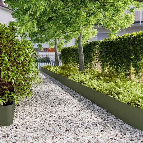 Vidaxl gazonrand 10 st 25 x 103 cm koudgewalst staal olijfgroen