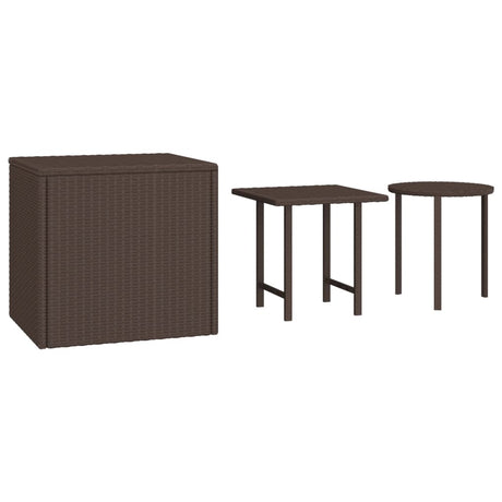 Vidaxl tuinbijzettafels 3 st poly rattan bruin