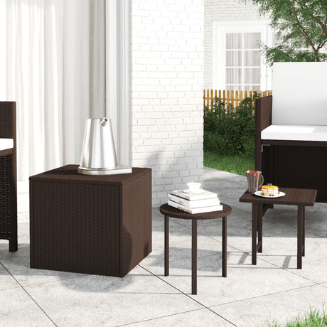 Vidaxl tuinbijzettafels 3 st poly rattan bruin