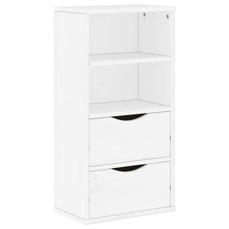 Vidaxl bijzetkast met lades odda 40x24x79 cm massief grenenhout wit