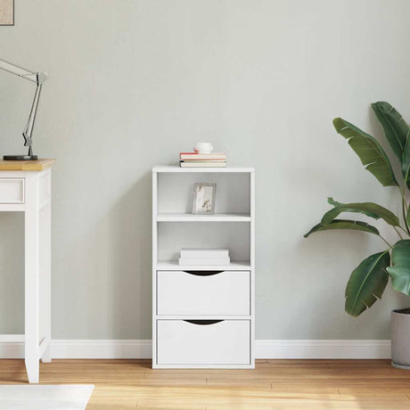 Vidaxl bijzetkast met lades odda 40x24x79 cm massief grenenhout wit