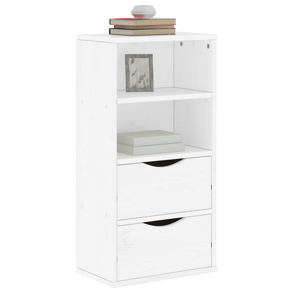 Vidaxl bijzetkast met lades odda 40x24x79 cm massief grenenhout wit