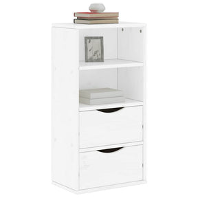Vidaxl bijzetkast met lades odda 40x24x79 cm massief grenenhout wit