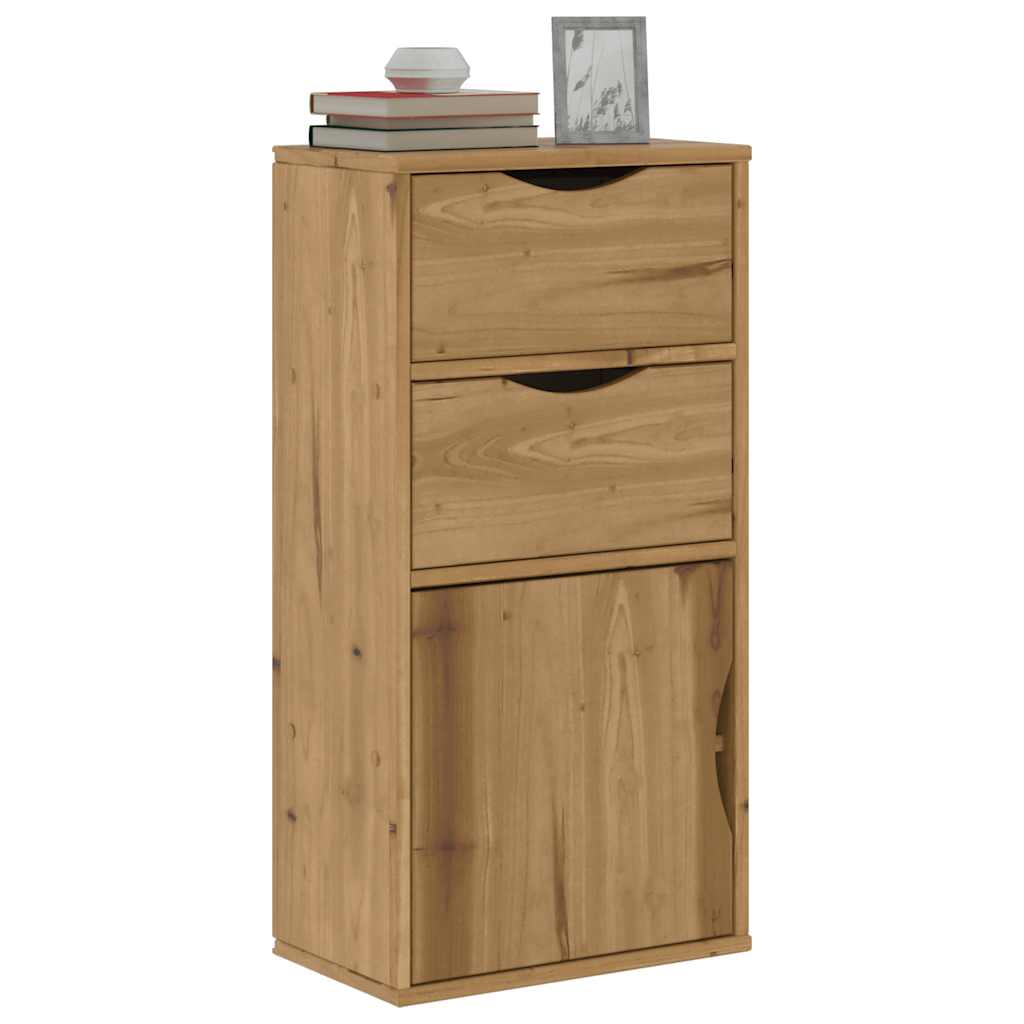 Vidaxl bijzetkast met lades odda 40x24x79 cm massief grenenhout