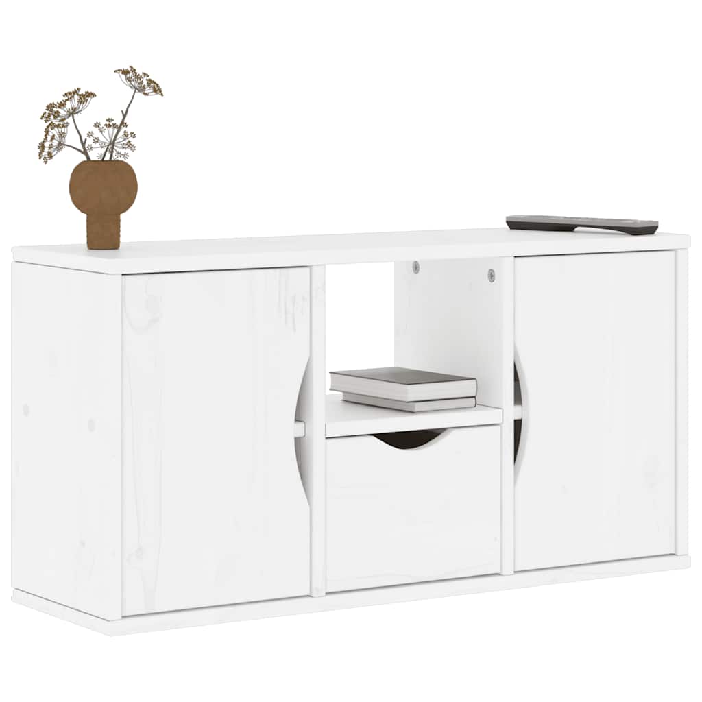 Vidaxl tv-meubel met lade odda 79x24x40 cm massief grenenhout wit