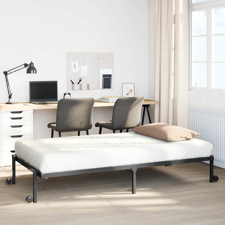 Vidaxl bedframe zonder matras opvouwbaar 75x190 cm staal zwart