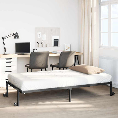 Vidaxl bedframe zonder matras opvouwbaar 90x200 cm staal zwart