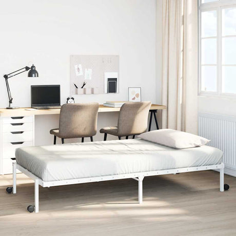 Vidaxl bedframe zonder matras opvouwbaar 100x190 cm staal wit
