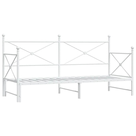 Vidaxl slaapbank met onderschuifbed zonder matras 75x190 cm staal wit